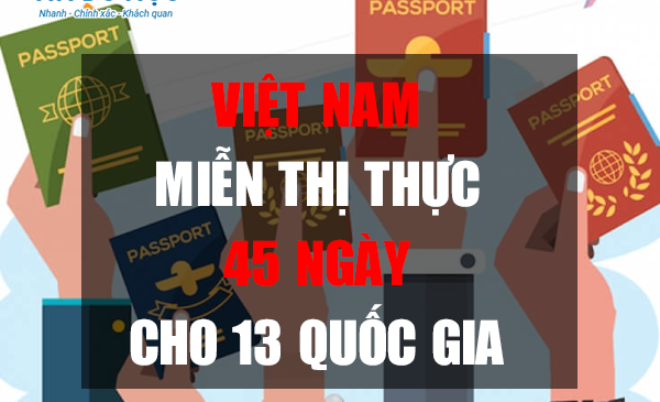 Việt Nam áp dụng Miễn thị thực 45 ngày cho 13 Quốc gia