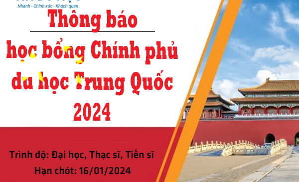 Thông báo học bổng Chính phủ du học Trung Quốc năm 2024